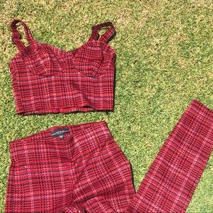 GUESS TWO PIECE PLAID SET XS